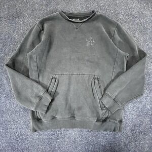 Analog Sweater‎ Mens Small Black Crewneck Pullover Distressed Washed Fleece Logo
